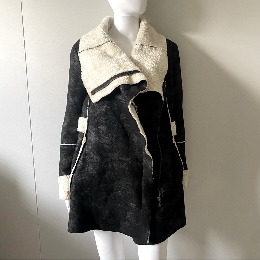Vintage Leather Suede Sherpa Coat